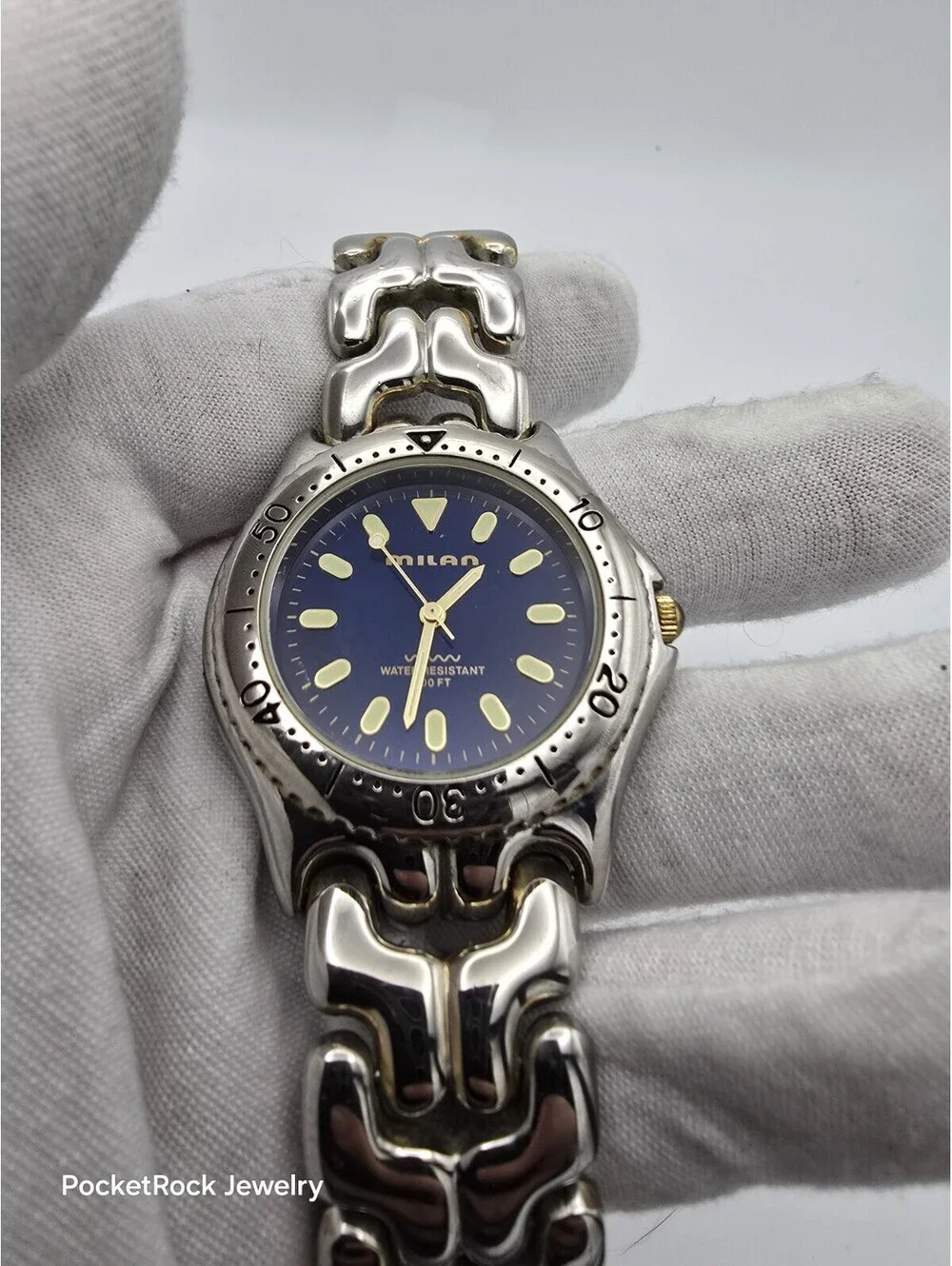 Milan MLN898 Blue Dial Two Tone Bracelet Diver Style Quartz Watch 100FT